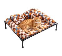 Raised Dog Bed Metal Frame Couch with Supportive Edge | Elevated Pet Bed for Winter Cold Weather Outdoor Indoor Patio Porch Backyard Home Resting Napping Sleeping Relaxation B