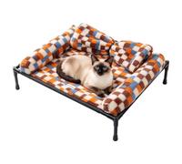 Raised Dog Bed Pet Sofa Couch with Metal Frame Supportive Edge | Raised Outdoor Dog Bed for Winter Cold Weather Outdoor Indoor Patio Porch Backyard Home Resting Napping Sleeping Relaxation B