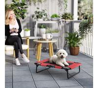 PawHut Raised Dog Bed with Breathable Mesh for S & M Dogs, Red - Red - Oxford fabric (100% Polyester), Texteline, Steel - 1