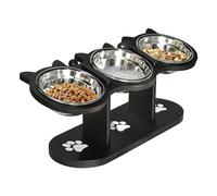 Raised Dog Bowl - 15° Inclined Meal Station with Three Bowls - Adjustable Cat Water Dish - for Home Kitchen Living Room Balcony Indoor Travel