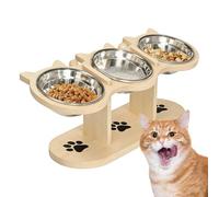 Raised Dog Bowl | 15° Inclined Meal Station with Three Bowls - Non Slip Cat Bowl | Suitable for Kitchen, Home, Living Room, Balcony, Apartment, Outdoor, Travel and Camping