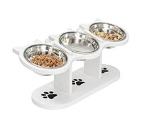 Raised Dog Bowl | 15° Tilted Height Adjustable Food Dispenser with 3 Bowls, Non-Slip Cat Bowl | Suitable for Kitchen, Home, Living Room, Balcony, Outdoor Apartment