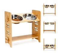 Raised dog Bowl, elevated dog bowls,6-Level Adjustable Raised, Bamboo Dog Feeding Station, 2 Stainless Steel Pet Bowl, dog bowls with stand for Dog and cat Raised Feeders (For large dog)