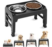 Raised Dog Bowl Height Adjustable, Dog bowls with 2 Stainless Steel Bowls, Non-Slip and No Spill