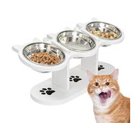 Raised Dog Bowl - Height Adjustable Food Dispenser with 3 Containers, Adjustable Cat Water Dish | for Home, Kitchen, Living Room, Balcony, Indoor Travel