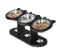 Raised Dog Bowl Pet 15° Angled Height Adjustable Feeder with 3 Bowls | Cat Indoor Food Dish for Living Room Camping Balcony Indoor Outdoor Travel Kitchen Apartment