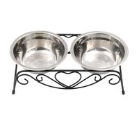 Raised Dog Bowl Set with Detachable Iron Stand Stainless Steel