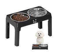 Raised Dog Bowls, 5-Way Height-Adjustable Removable Stainless Steel Dog Bowls with Stand, Protects Neck and Spine of Dogs and Cats