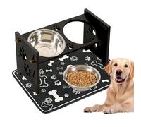 Raised Dog Bowls, Adjustable Wooden Pet Drinker with Splash Guard, Splash Guard Innovation, Cat Food and Water Bowl Set, for Outdoor Indoor Home Drinking, Watering, Daily Travel