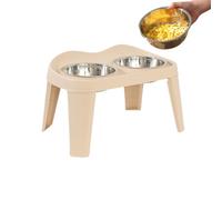 Raised Dog Bowls - Double Food & Cats, Foldable Feeding Station, Non Slip Drip | Neck Relief from Joints, Raised Support, Water Tray