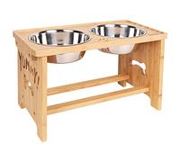 Raised Dog Bowls For Large Dog, Elevated Dog Bowl Bamboo Stand, Dog Bowls Stand With 2 Stainless Steel Bowls By Nothing Burger