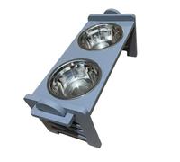 Raised Dog Cat Bowls,Height Adjustable,with 2 Stainless Steel Bowls, Elevated Dog and Cat Feeding Station,Also Suitable for Pet Cats,Made of Wood