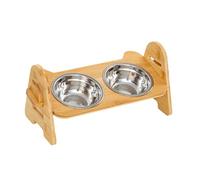 Raised Dog Feeder - Wooden Station 39 X 17 X 18 Cm, Friendly Feeding Structure, Balanced Meal Access | Digestion Support Installation Frame