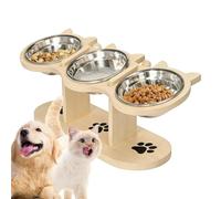 Raised Dog Food Bowl - 3-Bowl Height Adjustable Water Feeder Station for Pet - Dog Dish with Stand | for Home Kitchen Living Room Balcony Apartment Outdoor Travel Camping
