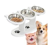 Raised Dog Food Bowl,Pet Feeder Station Height Adjustable with 3 Bowls | Adjustable Cat Water Dish - for Home Kitchen Living Room Balcony Apartment Outdoor Travel Camping