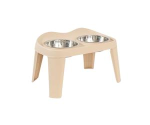 Raised Dog Stand - Double Pet Stand, Folding Raised Stand, Non-Slip Stainless Steel | Drip Free Water and Food Dispenser for Dogs and Cats, PE