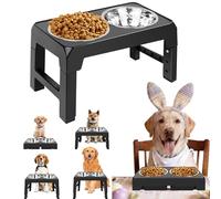 Raised Double Dog Bowl with 2x1200ml Stainless Steel Bowls, Dog Bowl Rack, Adjustable Elevated Dog Bowls Stand, Foldable Pet Bowls for Small Medium Large Dogs and Cat, 44cmx24cmx8/22/26/30cm(LxWxH)