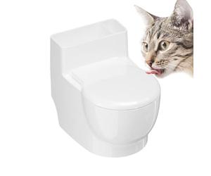 | Raised Drip Dispenser in Toilet Shape - Stainless Steel Cat Water Bowls with Non-Slip Base, for Kittens Puppies Small Dogs Home Indoor Bathroom Living Room C