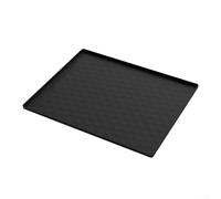 Raised Edge Silicone Mat for Bedside Commodes with Non Slip Designed to Keep Mat in Place Under Portable Toilets and Commode Chairs (60 * 60CM Black)