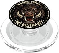Raised Feral No Restraint Wild Boar Skull Graphic PopSockets PopGrip for MagSafe
