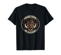 Raised Feral No Restraint Wild Boar Skull Graphic T-Shirt