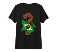 Raised Fist Brazil Flag Design Brazilian Pride. Premium T-Shirt