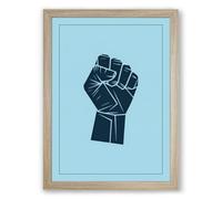 Raised Fist Minimalist Framed Wall Art Print A3 (42×29.7cm) Oak, Wall Decor for Living Room, Bedroom, Office & Home, Ready to Hang, Art Gift