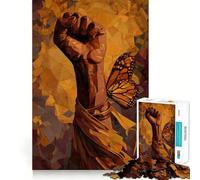 Raised Fist with Butterfly Art Hard Jigsaw Puzzle for Adults 1000 Pieces Pure Logic Toy Home Activity Clean Cut Lovely Gift (50x75cm)