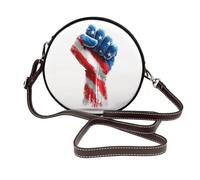 Raised Fist Women Round Crossbody Bags Leather Sling Bag Purse