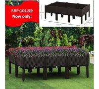 Raised Flower Bed Stackable Vegetable Herb Box with Drainage Holes 6-pcs
