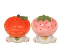 Raised Fruit Shape Cat Bowl - 15-Degree Tilted 245ml Anti-Slip Feeder, Fashionable Food Bowls for Small Pets