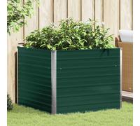 Raised garden bed 100x100x77 cm Galvanised Steel Green with Folded Edge Safe rim