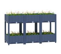 Raised Garden Bed 120x40x71 cm Blue Grey Polypropylene Planter for Balcony Large