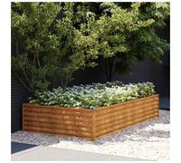 Raised Garden Bed 195x100x36cm Light Brown Galvanised Steel Open Bottom Durable