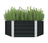 Raised Garden Bed Anthracite 129x129x45cm Galvanised Steel Safety Edge Durable.