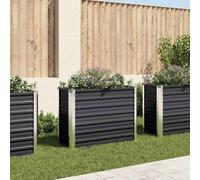 Raised Garden Bed Anthracite Galvanised Steel 160x80x45cm Safety Folded Rim Plus