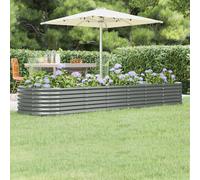 Raised Garden Bed Anthracite Powder-Coated Steel Oval 296x80x36 cm Deep Planter
