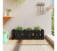 Raised Garden Bed Black Pine 100x30x30cm Solid Pinewood Planter Box with Drain.
