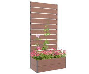 Raised Garden Bed Brown 72x38x150cm WPC Board & Aluminium Frame Trellis Planter