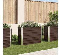 Raised Garden Bed Brown Galvanised Steel 100x40x77cm Sturdy Planter Deep Plus