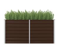 Raised Garden Bed Brown Galvanised Steel 160x80x77cm Deep Planter Safety Rim -XL [EEK: A]