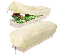 Raised Garden Bed Cover | 2Pcs Rectangular Plants Cover with Drawstring | Outdoor Plants Frost Protection | for Greenhouse Winter Cold Weather Raised Bed Patio Balcony Backyard Landscape