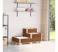 Raised Garden Bed Dark Brown Solid Pine Wood 3-Tier 120x80cm Foldable OpenBottom
