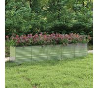 vidaXL Garden Raised Bed 400x80x77 cm Galvanized Steel Silver Flower Box Pot