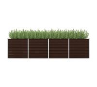 Raised Garden Bed Galvanised Steel Brown 320x80x77cm Extra Large Deep Planter XL
