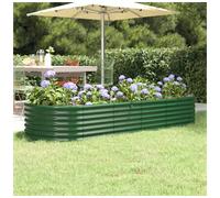 Raised Garden Bed Galvanised Steel Green 224x80x36 cm Outdoor Planter Oval Large