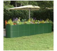 Raised Garden Bed Galvanised Steel Green 332x40x68cm Powder-Coated Oval Planter