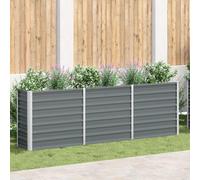 Raised Garden Bed Galvanised Steel Grey 240x40x77cm Deep Planter With Edge Fold
