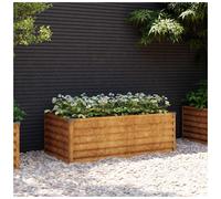 Raised Garden Bed Galvanised Steel Light Brown 100x50x36cm Open Bottom Planter