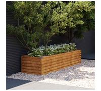 Raised Garden Bed Galvanised Steel Light Brown 194x50x36cm Weatherproof Planter
